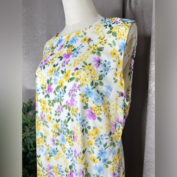 NEW Calvin Klein Multi Floral Print Asymmetrical Hem Sleeveless Dress Sz 14 - Picture 5 of 10